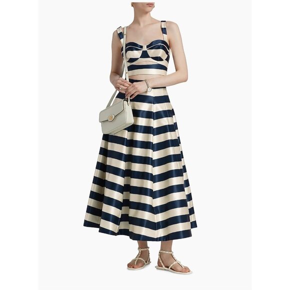 NICHOLAS THE LABEL Sasha Navy Cream Striped Crop Striped Bustier Top Sz 6 NWT - Picture 4 of 4